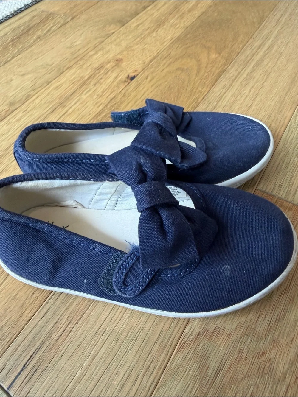 Janie and Jack Navy Canvas Bow Slip-On Girls Shoes